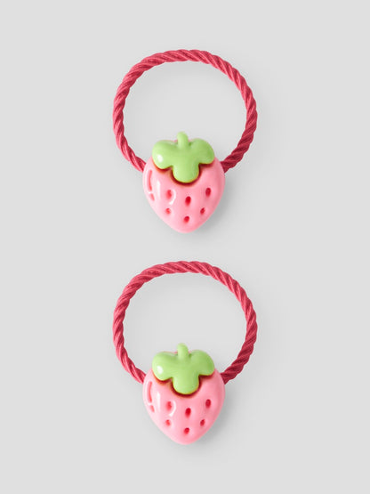 Hårsnoddar 2-pack Jobena Jordgubbar Rosa