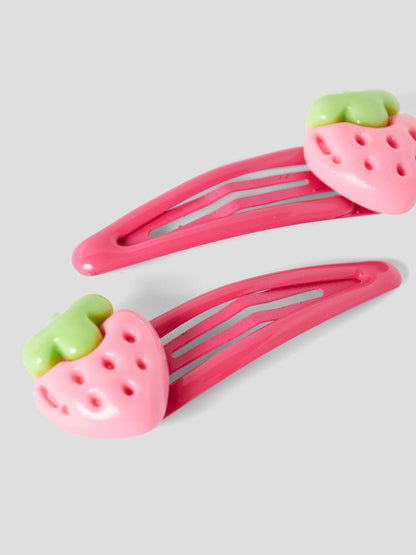 Hårspännen 2-pack Jordgubbar Rosa