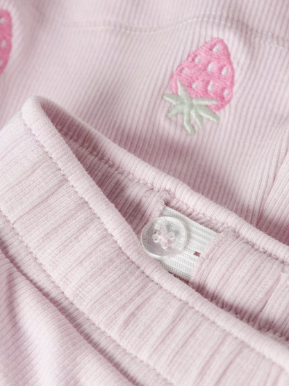 Shorts Ribbade Jolemo Jordgubbar Rosa