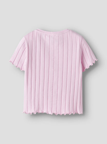 Kortärmad Croppad Topp Noralina Enfärgad Rosa