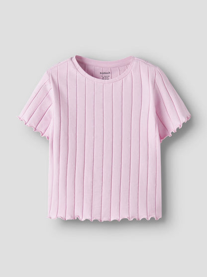 Kortärmad Croppad Topp Noralina Enfärgad Rosa