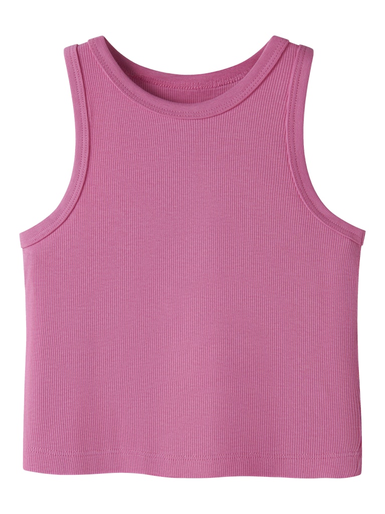 Topp Nakal Croppad Ribbad Rosa