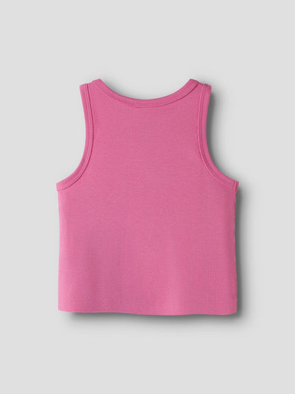 Topp Nakal Croppad Ribbad Rosa