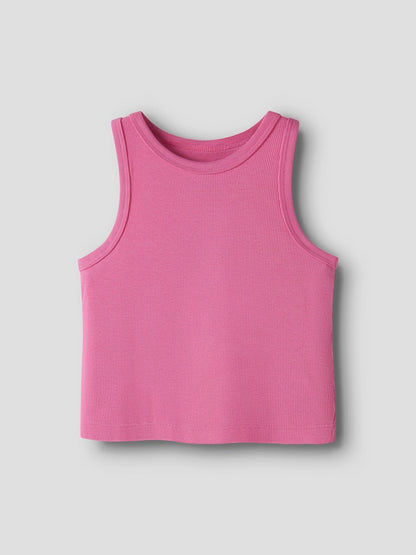 Topp Nakal Croppad Ribbad Rosa
