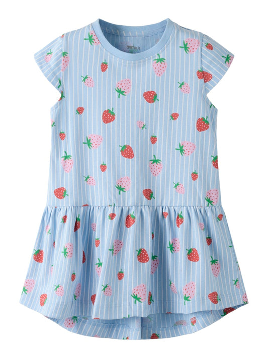 Klänning Vigga Jordgubbar Kortärmad Blå