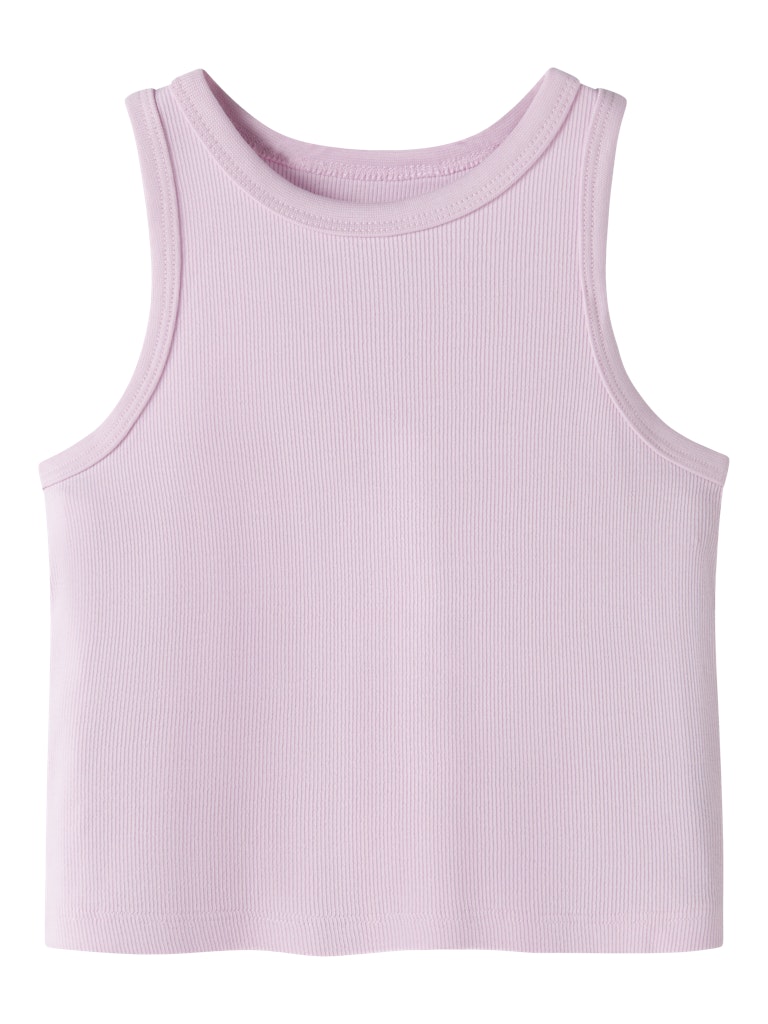 Topp Nakal Croppad Ribbad Rosa