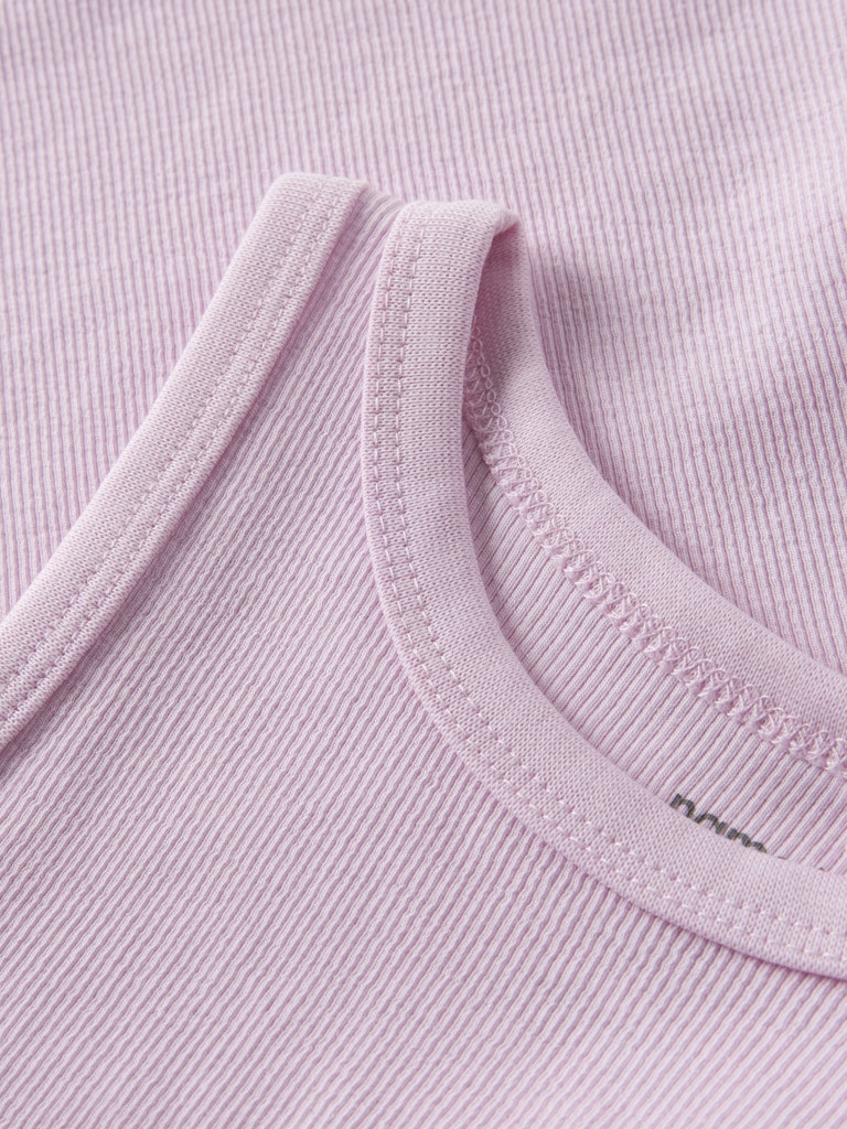 Topp Nakal Croppad Ribbad Rosa