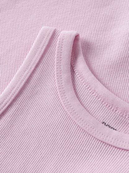 Topp Nakal Croppad Ribbad Rosa
