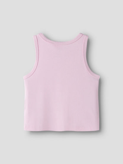 Topp Nakal Croppad Ribbad Rosa