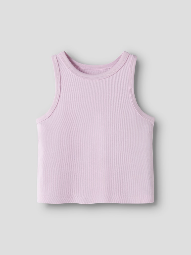 Topp Nakal Croppad Ribbad Rosa