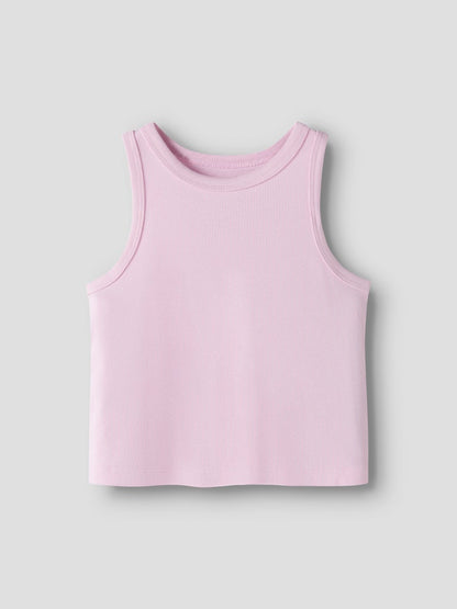 Topp Nakal Croppad Ribbad Rosa