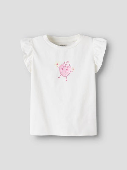 Topp Kortärmad Jordgubbe Flittaz Vit