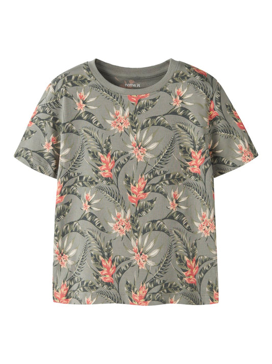 T-shirt Fluzz Kortärmad M Mönstrad Grön