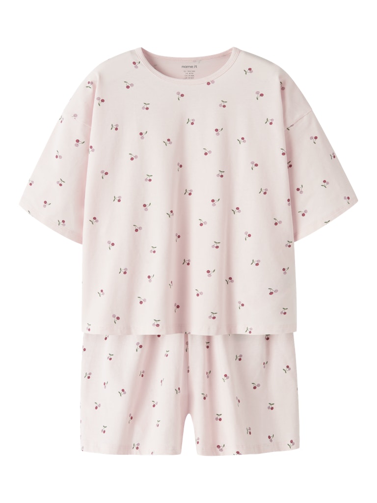 Pyjamas-set Kortärmad Körsbär Rosa