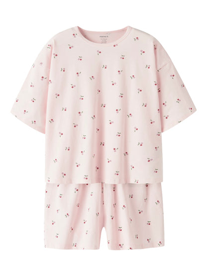 Pyjamas-set Kortärmad Körsbär Rosa
