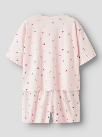 Pyjamas-set Kortärmad Körsbär Rosa