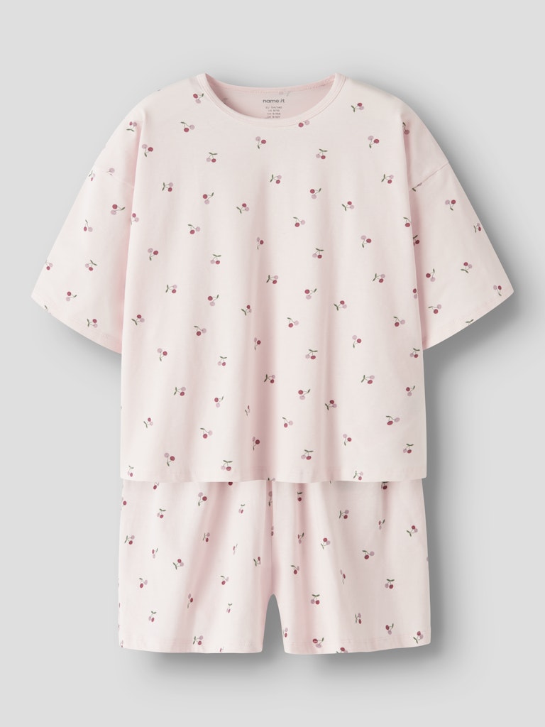 Pyjamas-set Kortärmad Körsbär Rosa