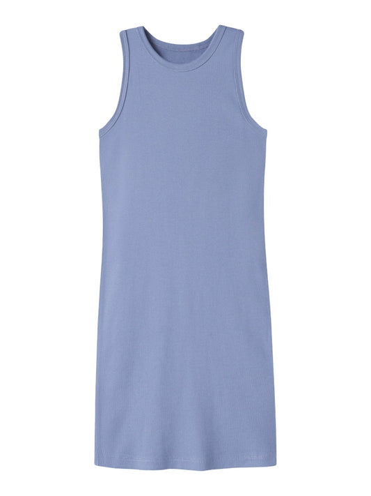 Klänning Nakal Ribbad Enfärgad Blå