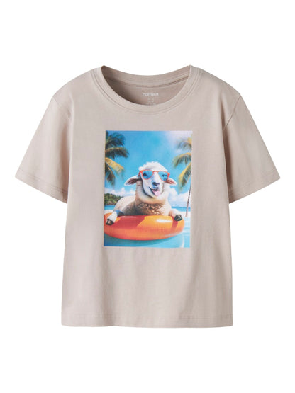 Kortärmad T-shirt Voto Får Beige