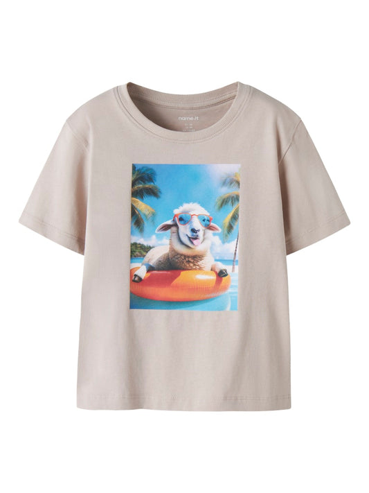 Kortärmad T-shirt Voto Får Beige