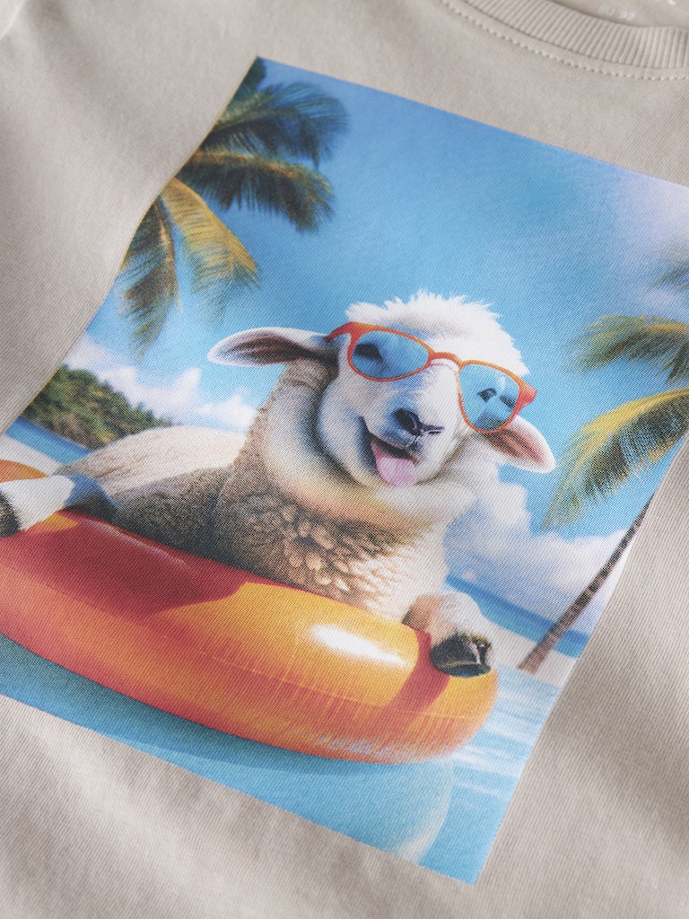 Kortärmad T-shirt Voto Får Beige