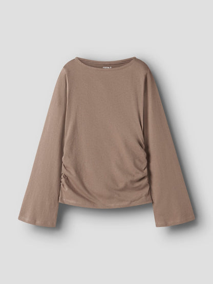 Topp Lanni Långärmad Rynk Enfärgad Brun