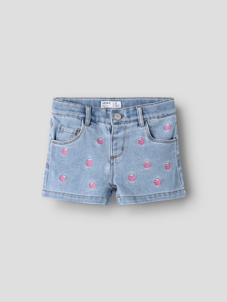 Jeansshorts Jordgubbar Mjuka Rose Ljus Denim Blå