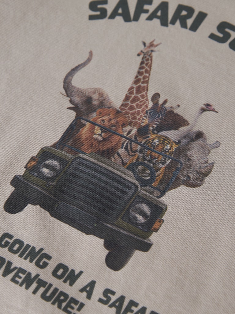 Kortärmad T-shirt Voto Safaridjur Beige