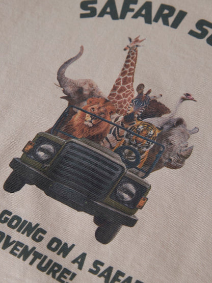 Kortärmad T-shirt Voto Safaridjur Beige