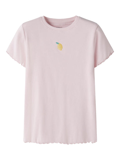 Topp Kortärmad Citron Vemma Ribbad Rosa