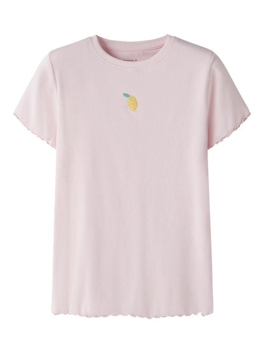 Topp Kortärmad Citron Vemma Ribbad Rosa