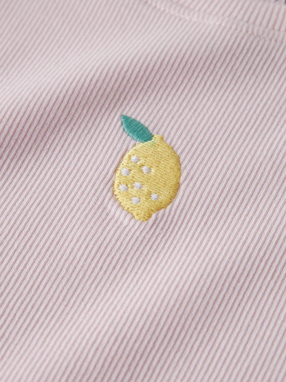Topp Kortärmad Citron Vemma Ribbad Rosa