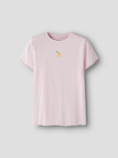 Topp Kortärmad Citron Vemma Ribbad Rosa
