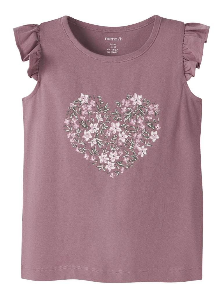 Topp Vayana Volangärm Blommor Rosa