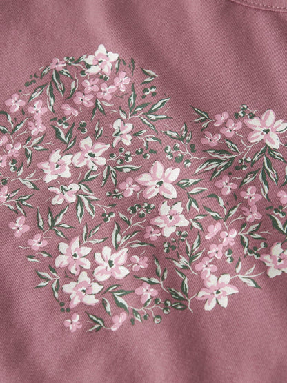 Topp Vayana Volangärm Blommor Rosa