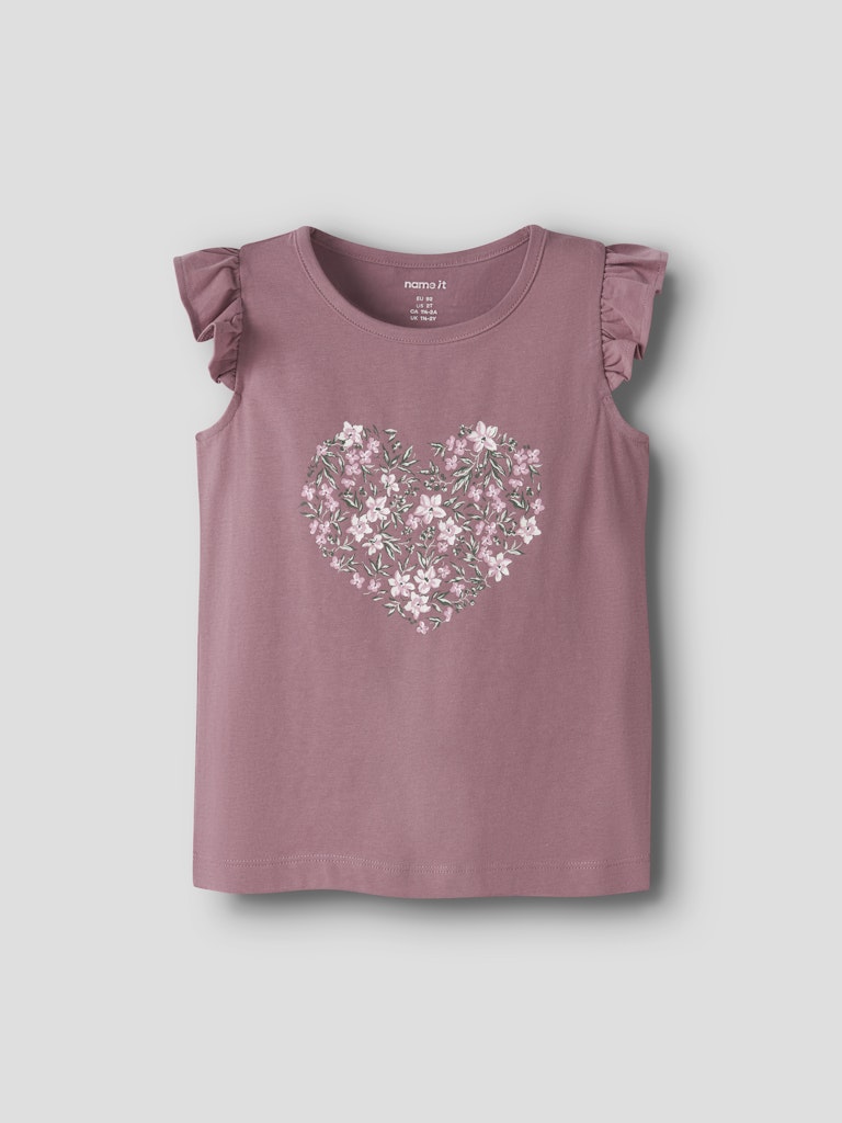 Topp Vayana Volangärm Blommor Rosa