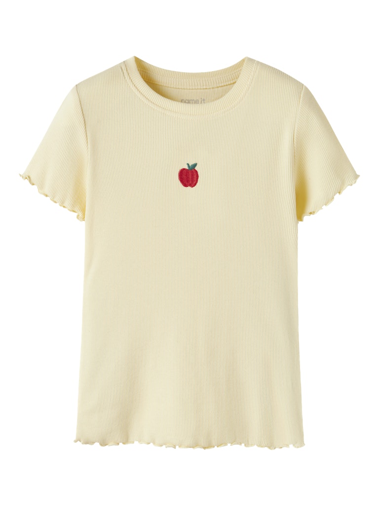 Topp Kortärmad Vemma Äpple Ribbad Gul