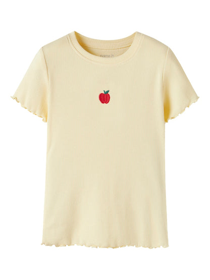 Topp Kortärmad Vemma Äpple Ribbad Gul