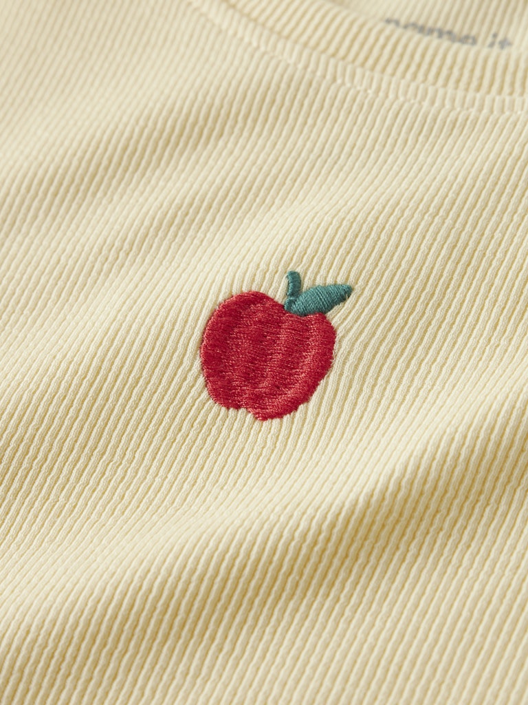 Topp Kortärmad Vemma Äpple Ribbad Gul