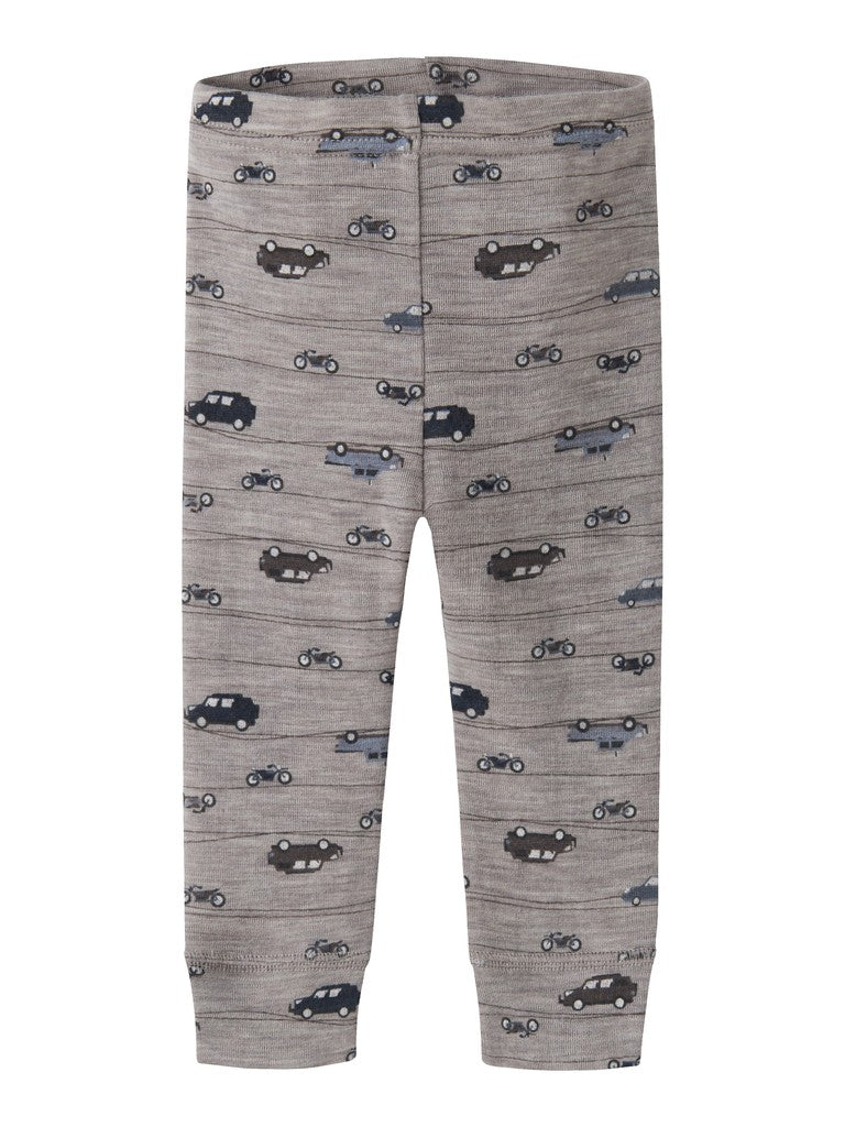 Leggings Merinoull Wang NB Mönstrad Bilar Motorcyklar Beige