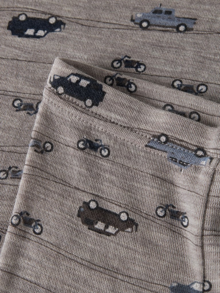Leggings Merinoull Wang NB Mönstrad Bilar Motorcyklar Beige