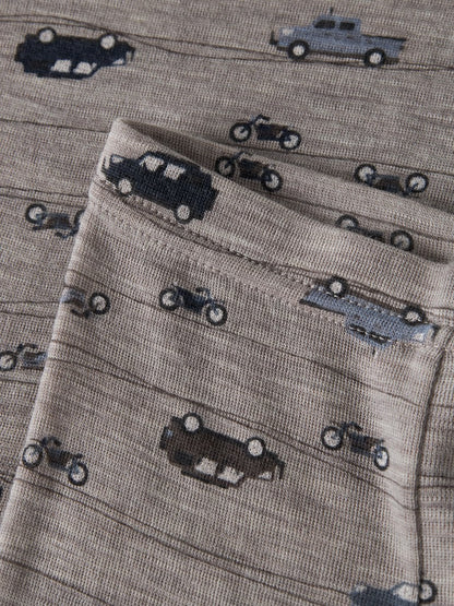 Leggings Merinoull Wang NB Mönstrad Bilar Motorcyklar Beige