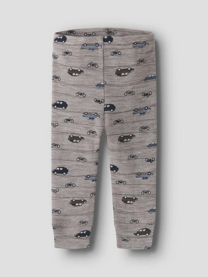 Leggings Merinoull Wang NB Mönstrad Bilar Motorcyklar Beige