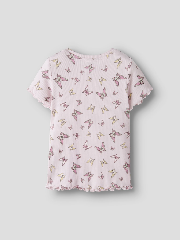 Topp Kortärmad Vemma Fjäril Ribbad Rosa