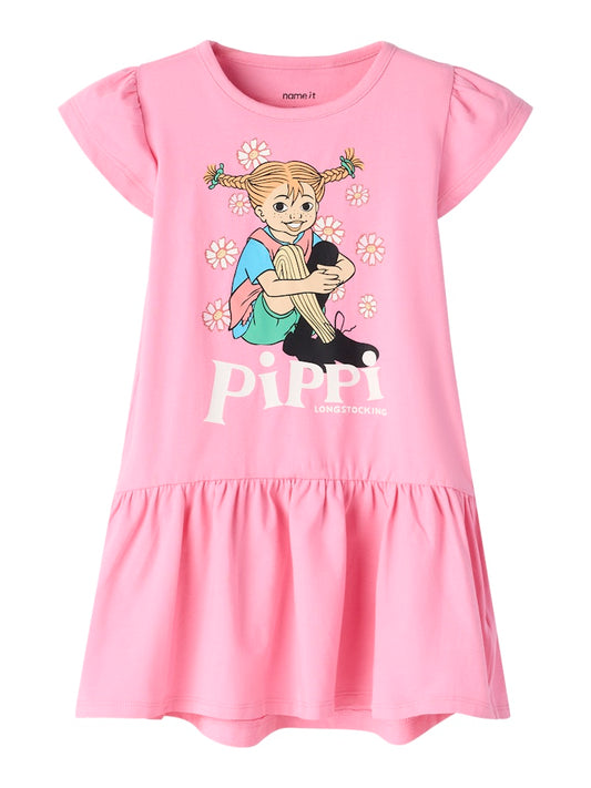 Klänning Kortärmad Pippi Långstrump Vit