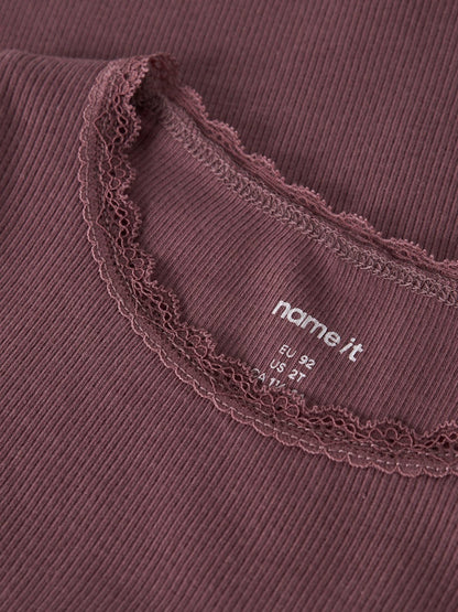 Långärmad Topp Kab Ribbad M Spetsdetalj Rosa