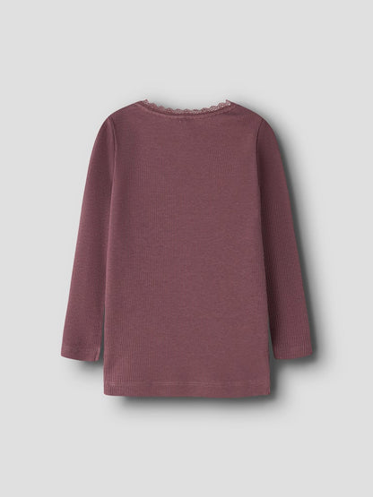 Långärmad Topp Kab Ribbad M Spetsdetalj Rosa