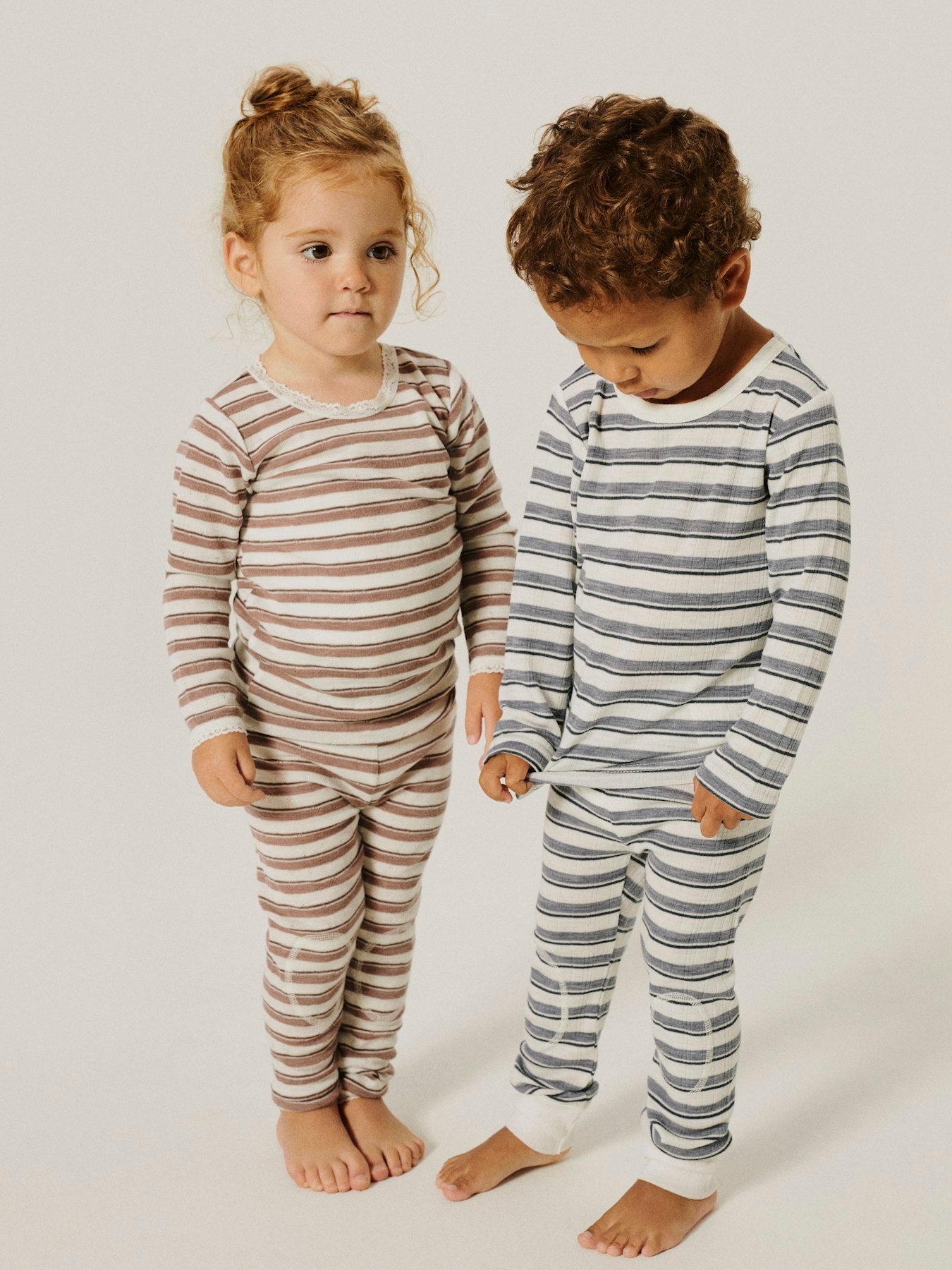 Topp Merinoull Wang Randig Rosa/Vit