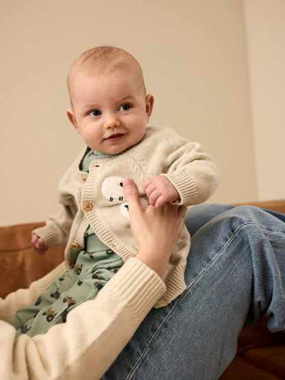 Stickad Kofta Kossor Lional Enfärgad Beige