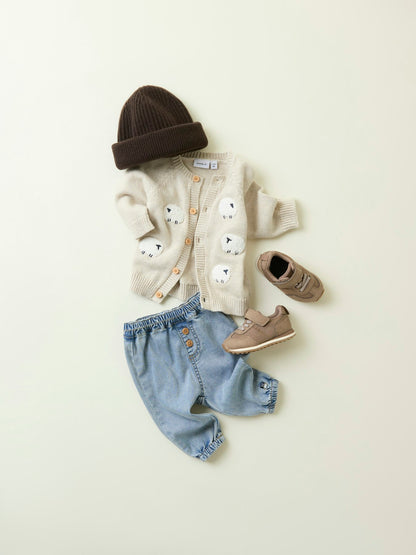 Stickad Kofta Kossor Lional Enfärgad Beige